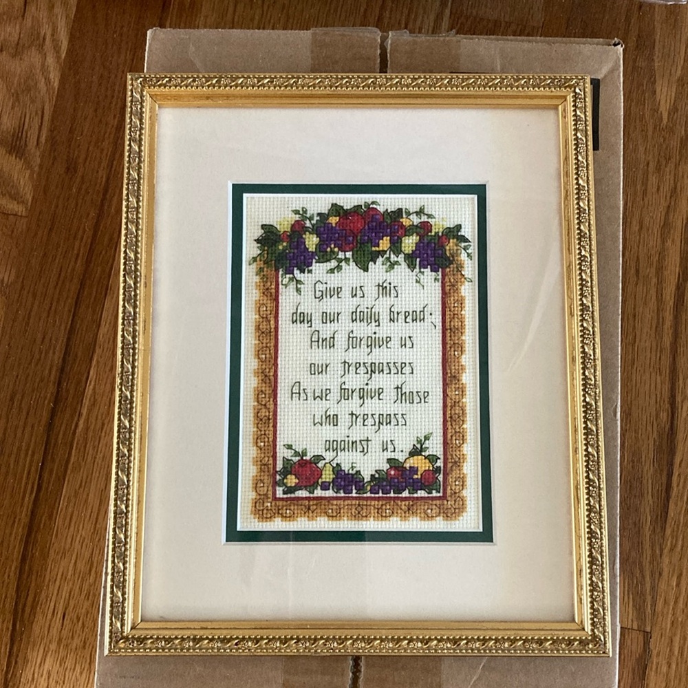NEW Lord’s Prayer hand sewn custom frame & mat 11x9